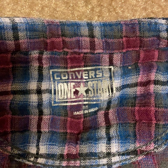 Converse Plaid Button Down Shirt w Ruffle - Picture 7 of 7